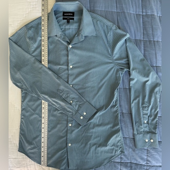 ✨ Bonobos Slim Fit Long Sleeve Shirt 🩵 Grid Check | Size L (Long) - Picture 11 of 12